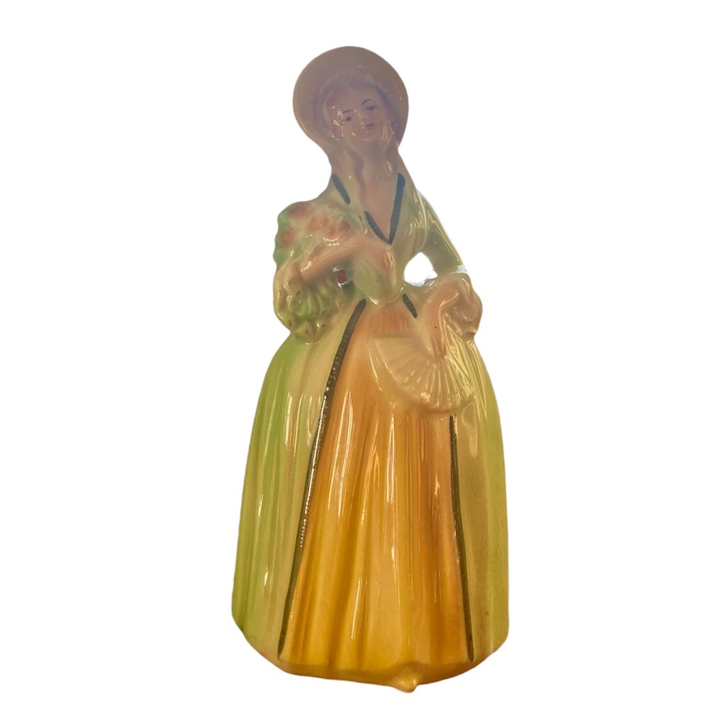 Vintage Victorian Style Green Dressed Woman Porcelain Statue Decor 7” tall Vase
